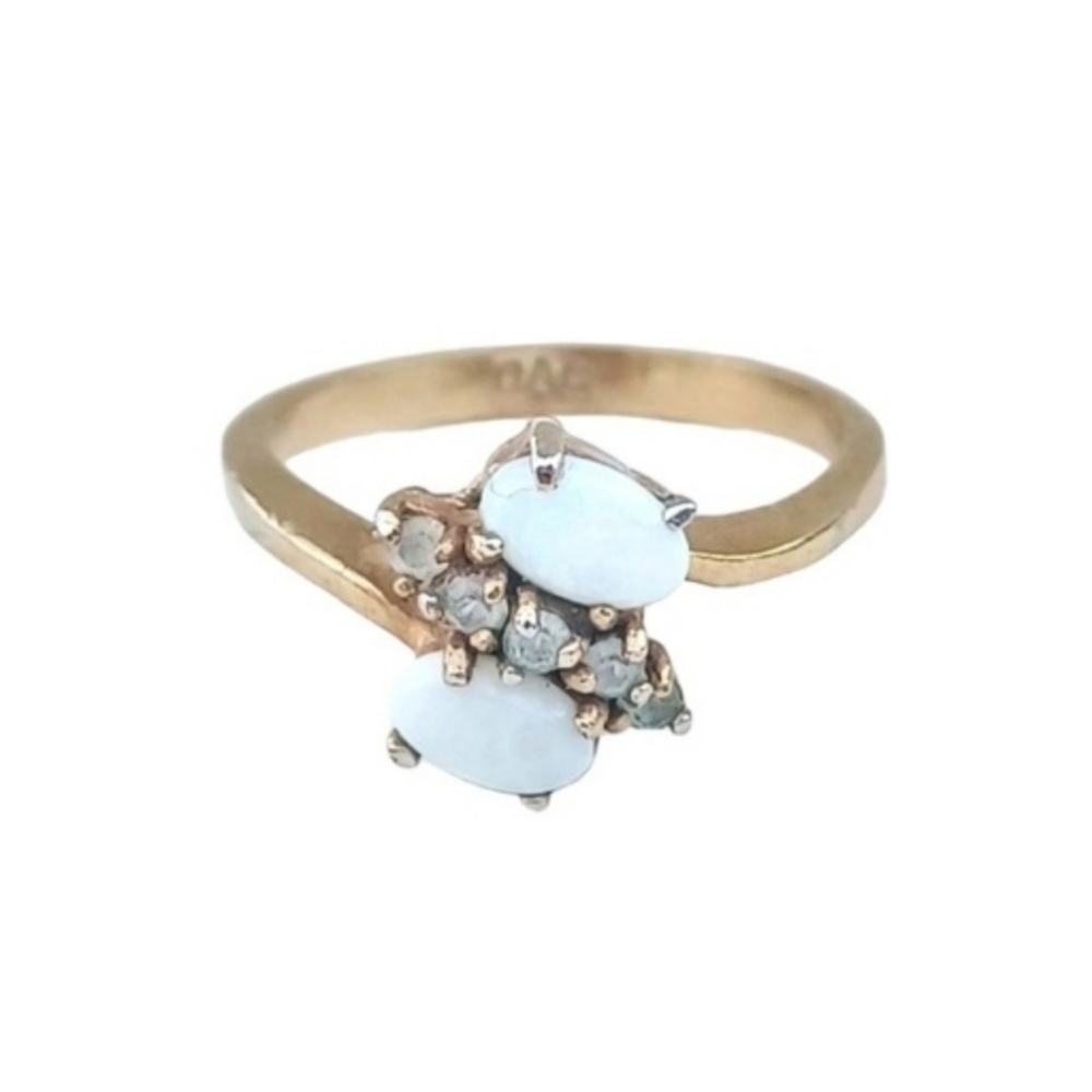 DAC White Stone and CZ Gold Ring (VTG)